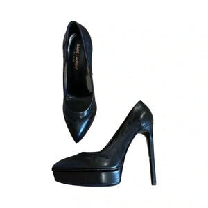 Saint Laurent Janis Flash Black Leather 105mm Pump Size 39
